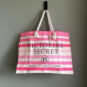 Victoria's Secret Pink and White Tote Bag